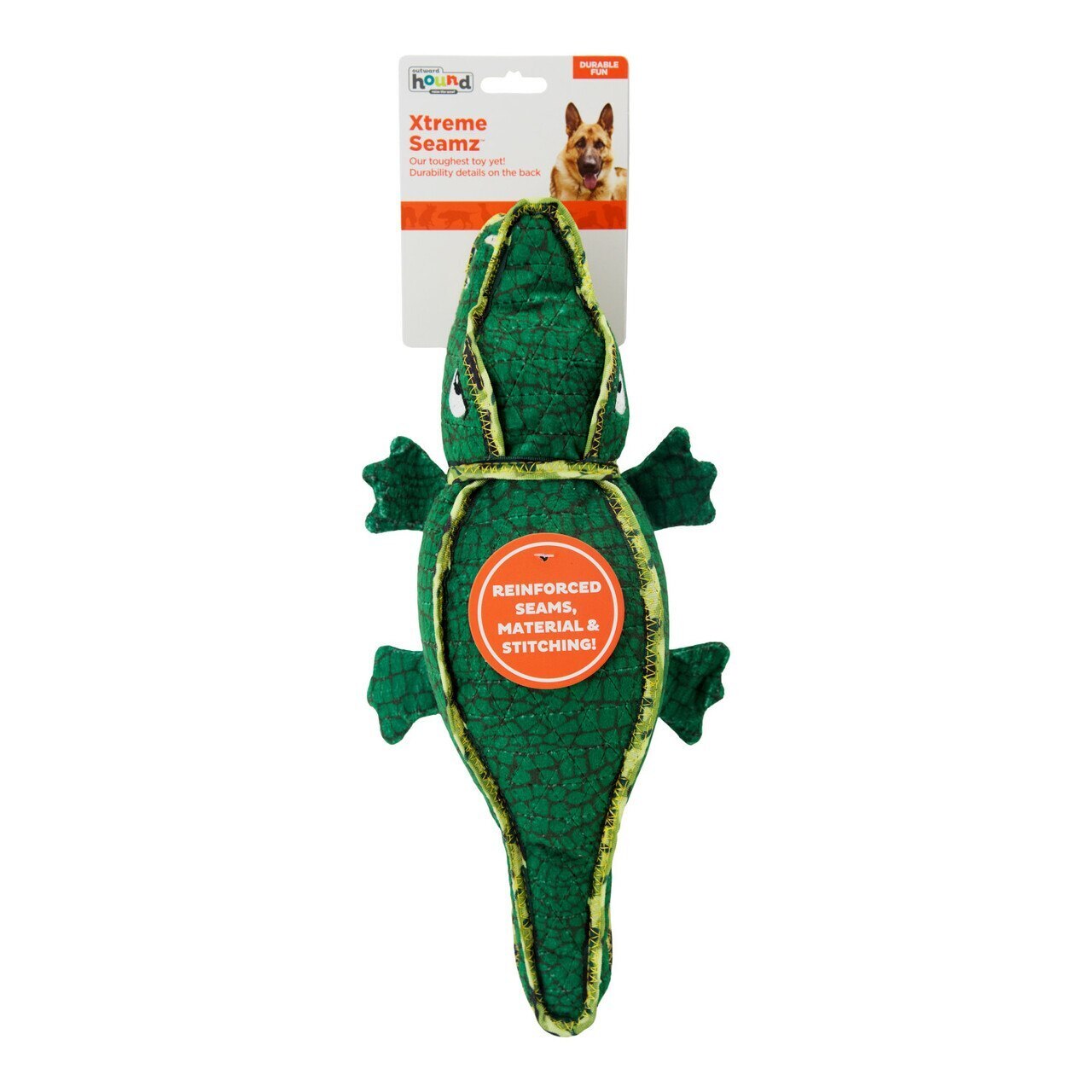 Outward Hound Xtreme Seamz Squeaker Dog Toy - Alligator Outward Hound