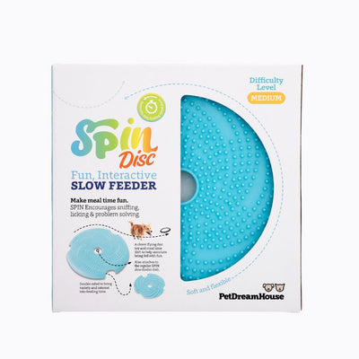 SPIN Interactive 2-in-1 Slow Feeder Lick Pad & Frisbee for Dogs - Blue Pet DreamHouse
