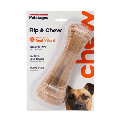Petstages Dogwood Flip & Chew Real Wood Textured Dog Bone - Medium Petstages