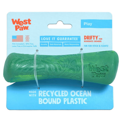 West Paw Seaflex Recycled Plastic Fetch Dog Toy - Drifty Small - Emerald West Paw
