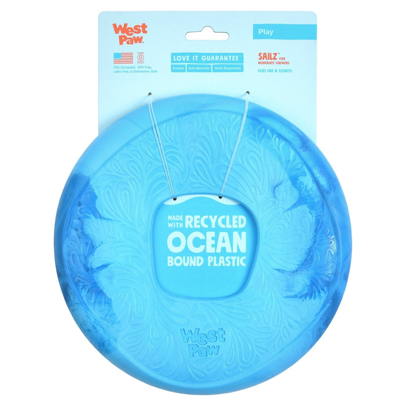 West Paw Seaflex Recycled Plastic Flyer Dog Toy - Sailz  - Surf West Paw