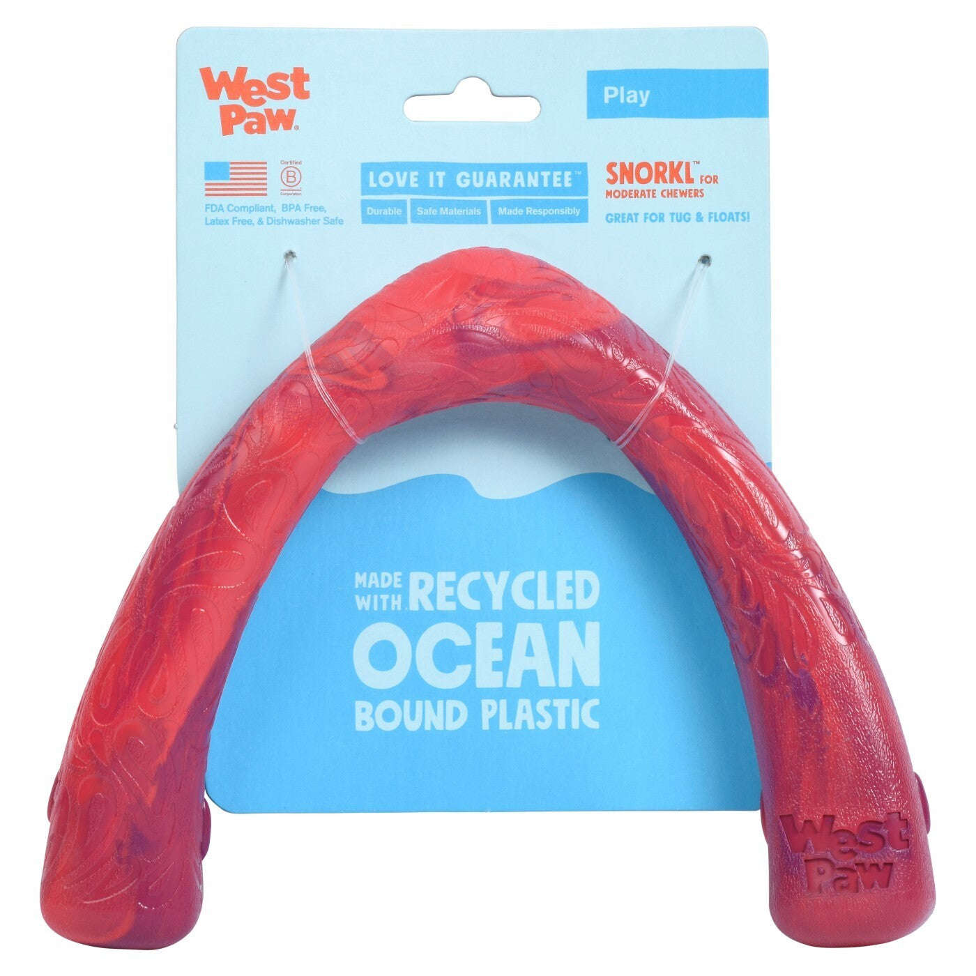 West Paw Seaflex Recycled Plastic Tug Dog Toy - Snorkl  Hibiscus West Paw