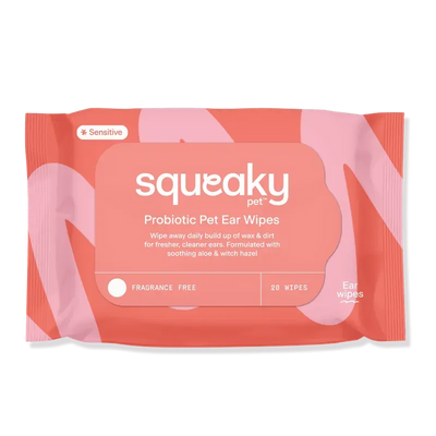 Squeaky Pet Probiotic Pet Ear Wipes Fragrance Free 20 Wipes 
