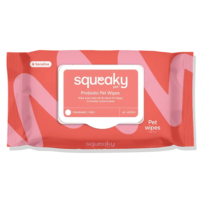 Squeaky Pet Probiotic Pet Wipes Fragrance Free 60 Wipes 