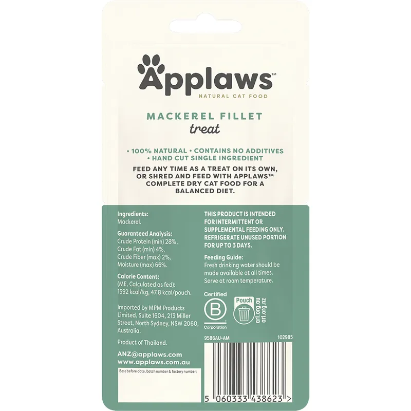 Applaws Whole Mackerel Loin 30G 18Pk (Om18) Applaws