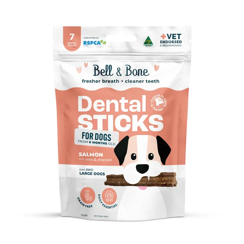 Bell & Bone Dog Dental Sticks Salmon Mint & Charcoal Large Bell & Bone