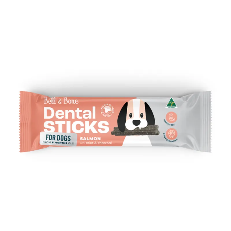 Bell & Bone Dog Dental Sticks Salmon Mint Charcoal 44Pk Bell & Bone
