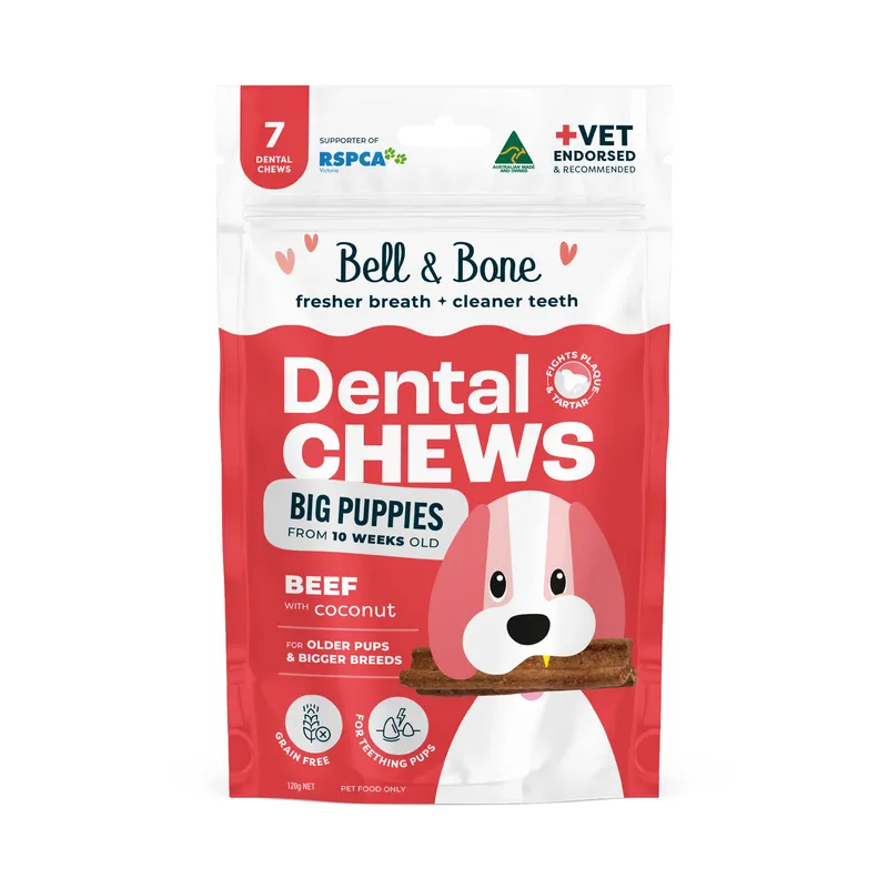 Bell & Bone Puppy Dental Chews Beef & Coconut Large Bell & Bone
