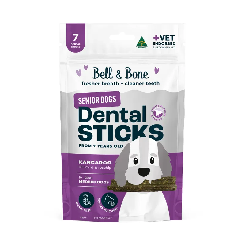 Bell & Bone Senior Dental Sticks Roo Mint Rosehip Medium Bell & Bone
