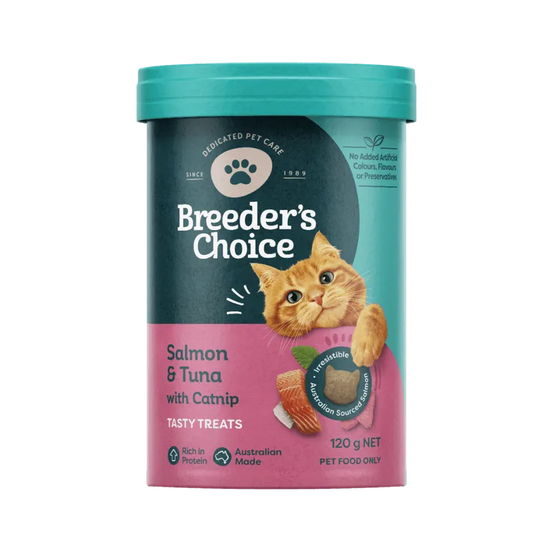 Breeders Choice Tasty Treats Sal Tuna Catnip 120G 3Pk (Om3) Breeders Choice Treats