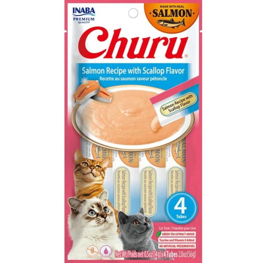 Inaba Cat Churu Puree Salmon Scallop Chkn Variety 20Pk Box 