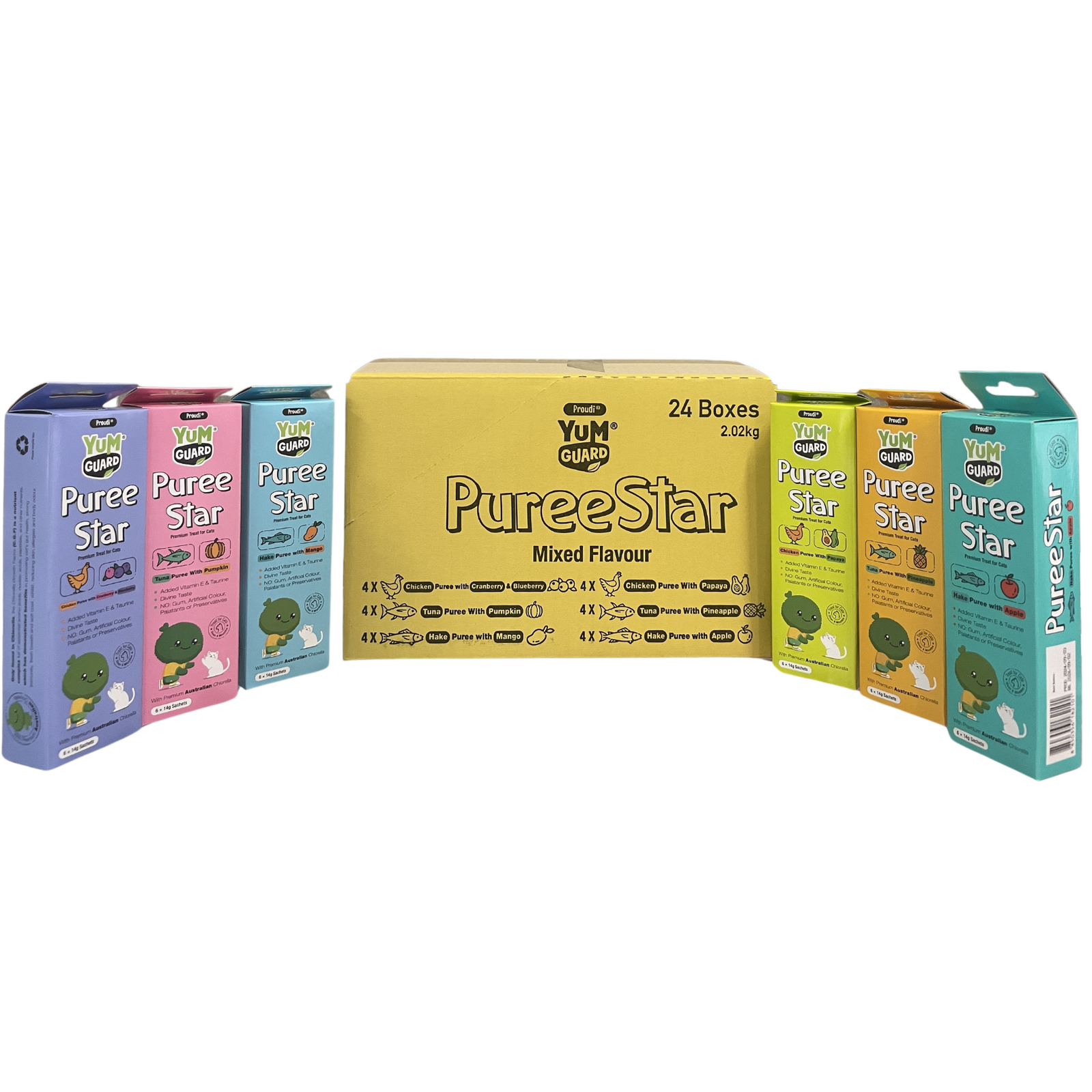 Yumguard Kitty Puree Star Mixed Flavours 24 Yum Guard