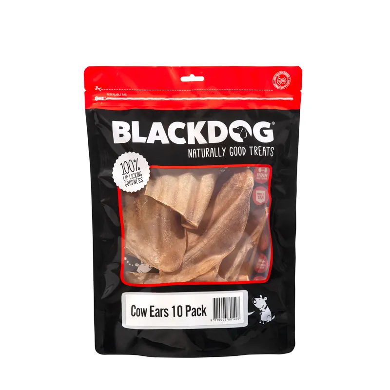 Black Dog Cow Ears 10Pk Black Dog