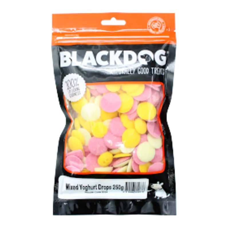 Black Dog Mixed Yoghurt Drops 250G Black Dog