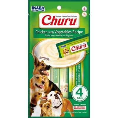 Inaba Dog Churu Puree 4P Chkn Veg 56G 6Pk (Om6) 