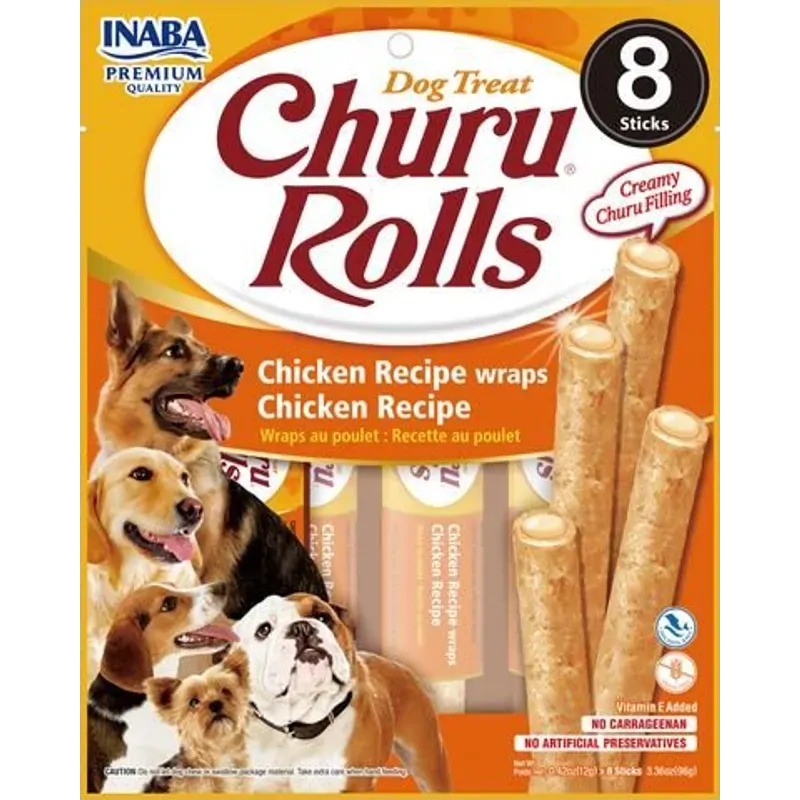 Inaba Dog Churu Rolls Chicken Wraps 96G 6Pk (Om6) 