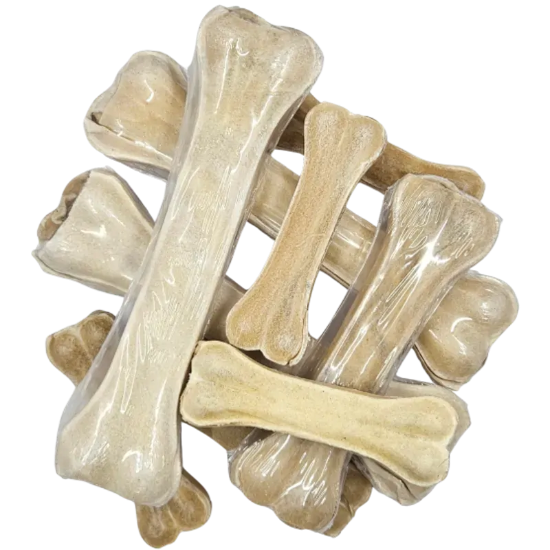 Petrite Pressed Bone 10Pk Rawhide Natural  10.5" 
