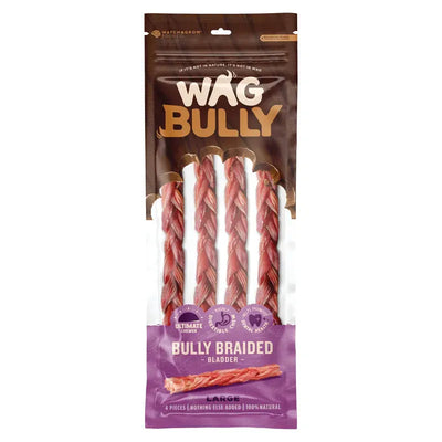 Wag Braided Bully Stick Large 4 Pack Wag