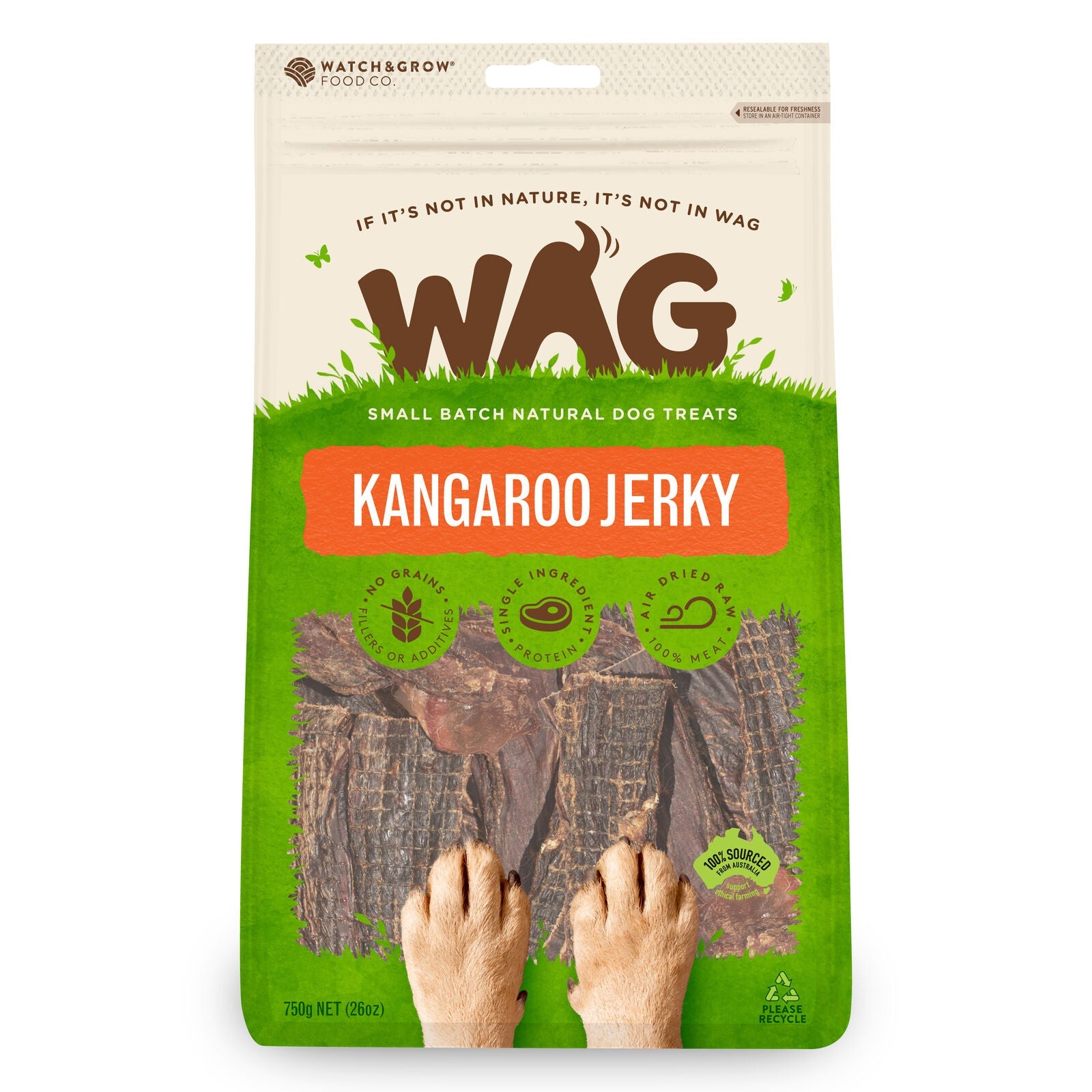 Wag Kangaroo Jerky 750G Wag