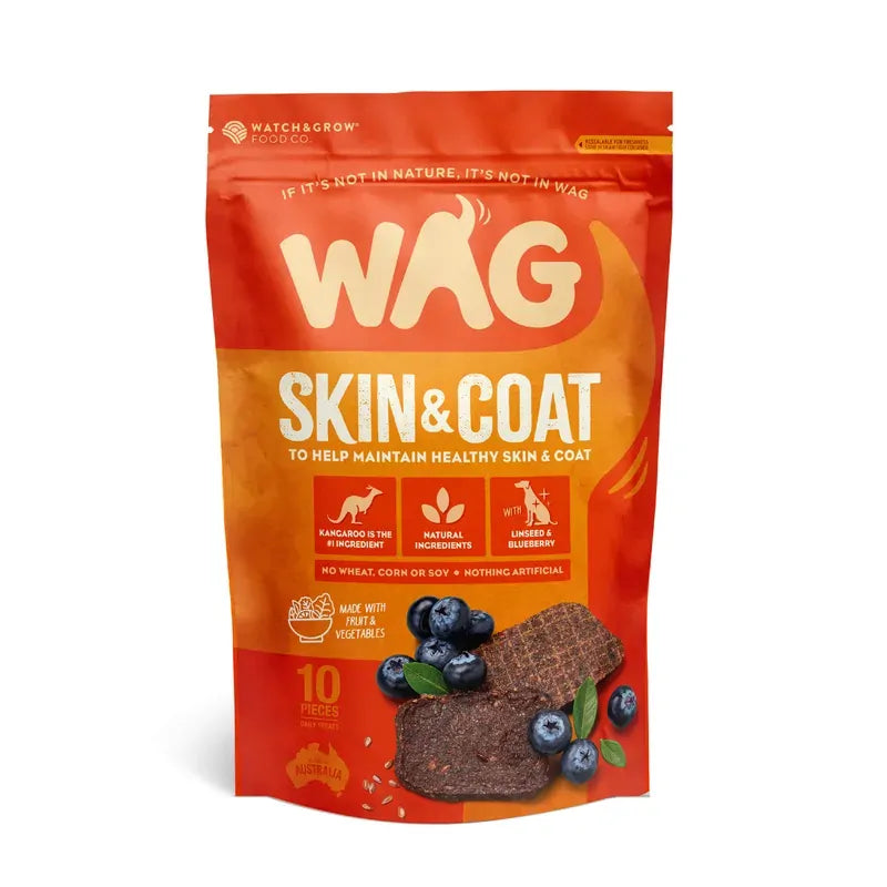 Wag Kangaroo Jerky Skin & Coat 10Pc Wag