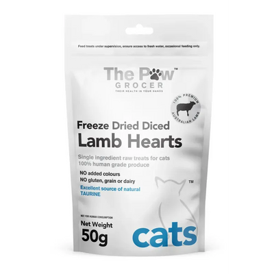 The Paw Grocer White Cat Freeze Dried Lamb Hearts 50G The Paw Grocer