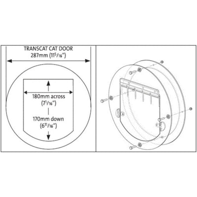 Transcat Clear Cat Door Small 4-Way Locking Door - 180mm Flap Width