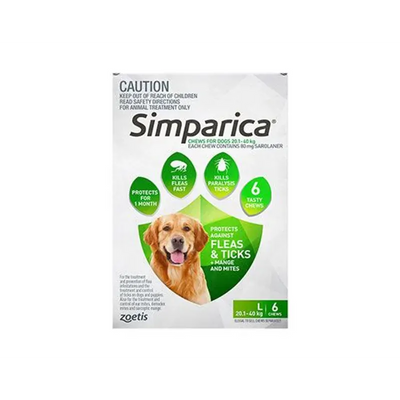 Simparica Large 20.1-40Kg 6S Green Simparica