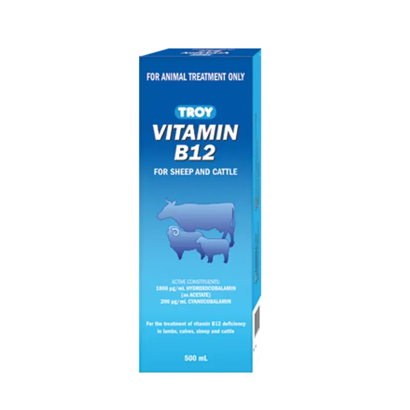 Troy Vitamin B12 Injection For Sheep & Cattle 500Ml Troy