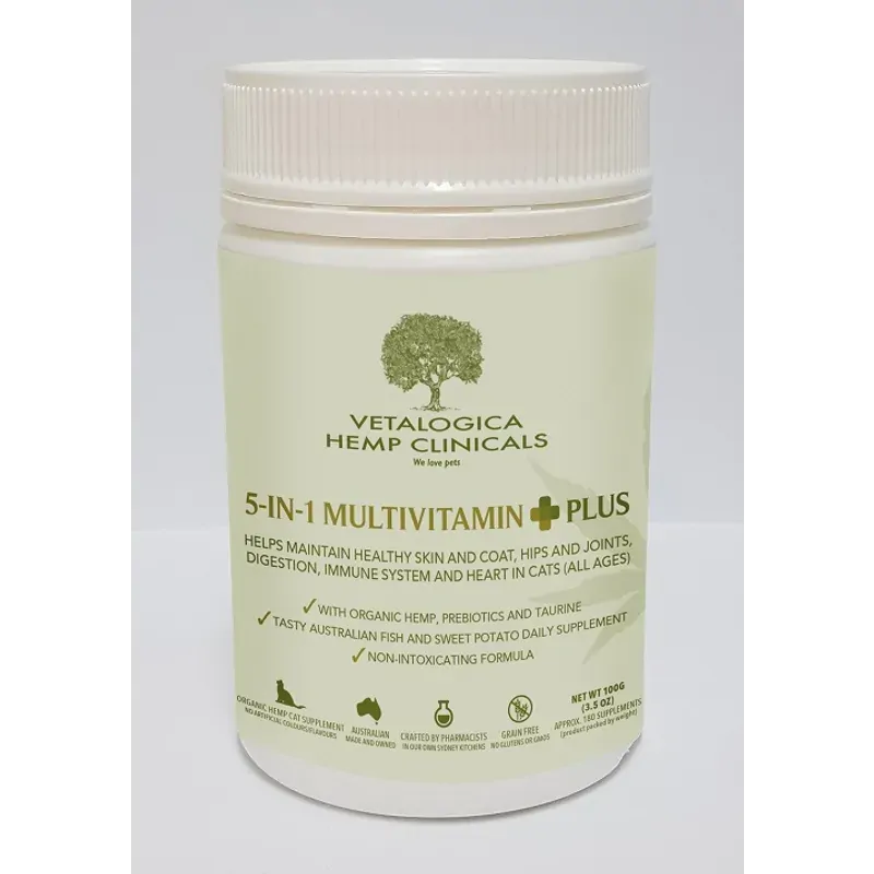 Vetalogica Hemp Clinicals 5In1 Multi Plus Cat Supp 100G Vetalogica