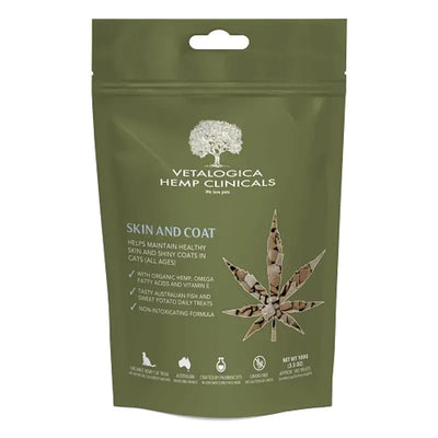 Vetalogica Hemp Clinicals Skin And Coat Cat Treats 100G Vetalogica
