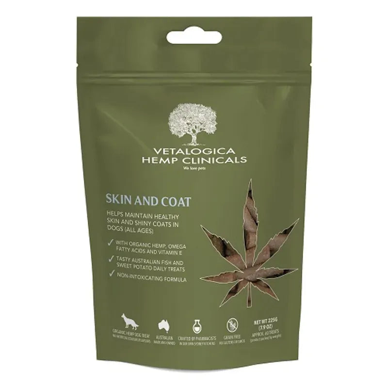 Vetalogica Hemp Clinicals Skin And Coat Dog Treats 225G Vetalogica