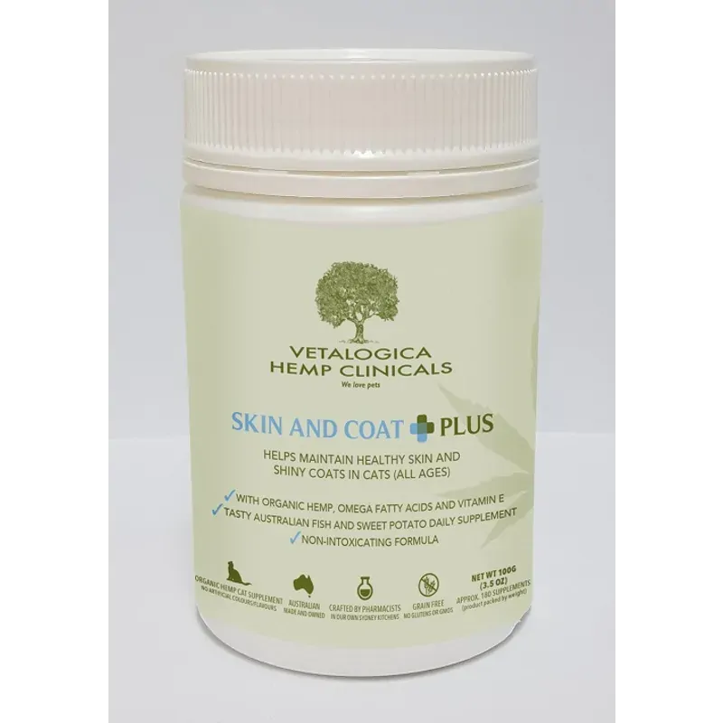 Vetalogica Hemp Clinicals Skin And Coat Plus Cat Supp 100G Vetalogica