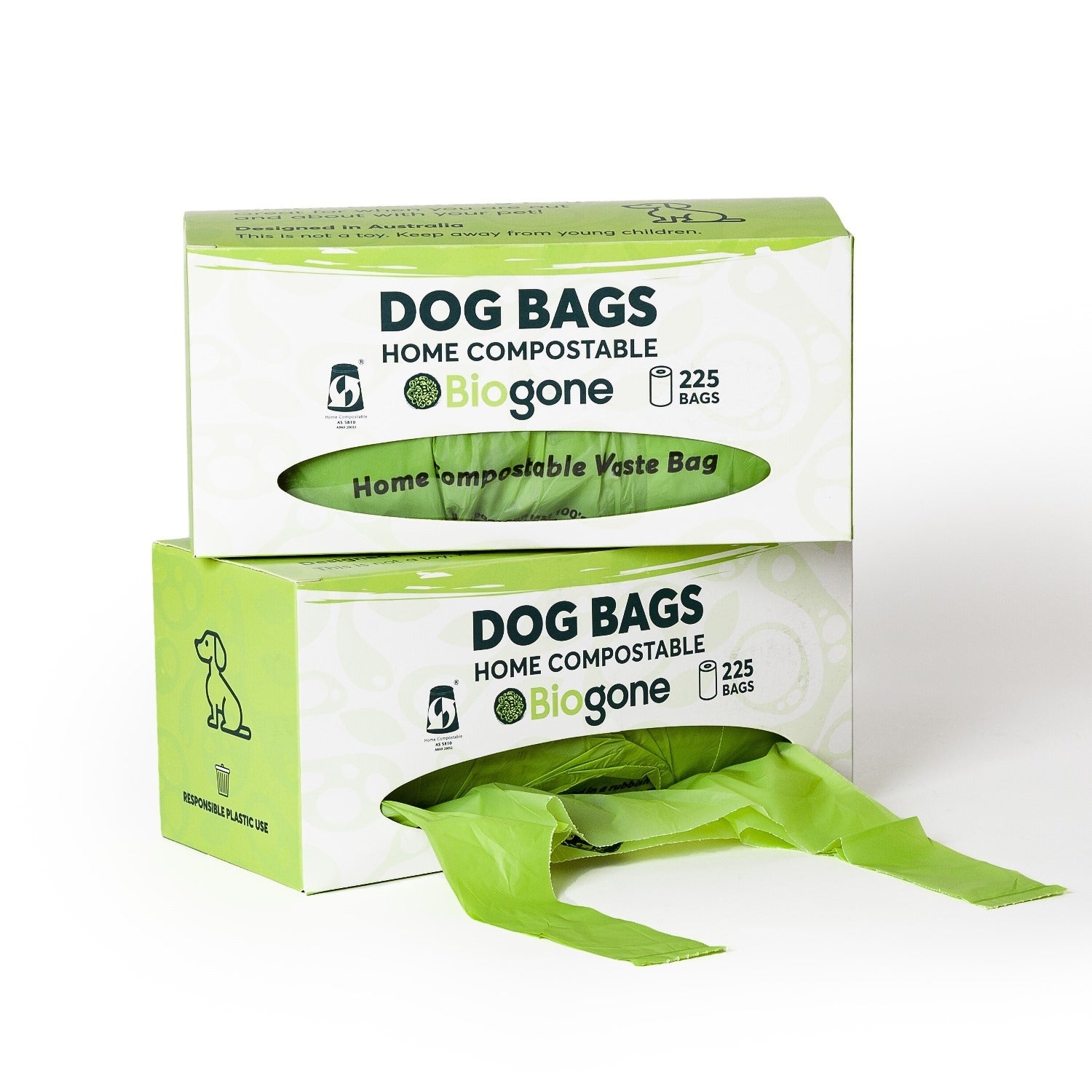 Biogone Biodegradable Home Compostable Dog Waste Bags - Box of 225 x 10 Rolls Biogone