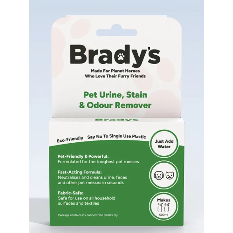 Bradys Pet Urine Stain Odour Remover Tablets - Makes 500ml Brady's