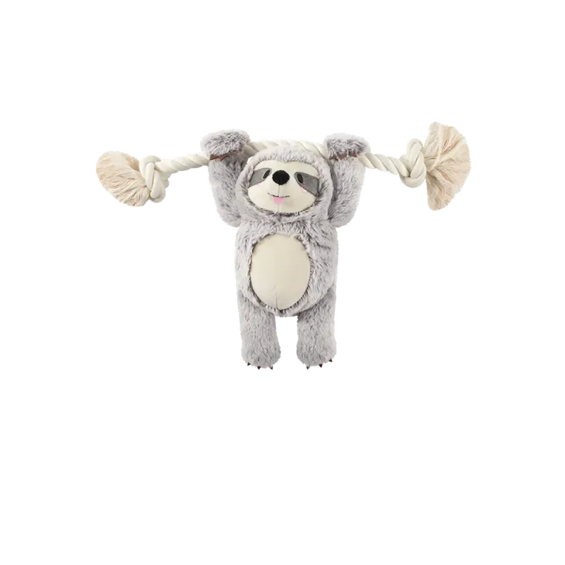 Fringe Studio Girlie Sloth On A Rope Plush Dog Toy 