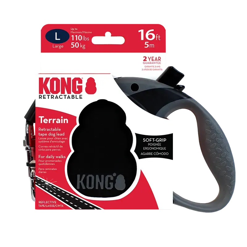 Kong Terrain Retractable Leash Black Large 