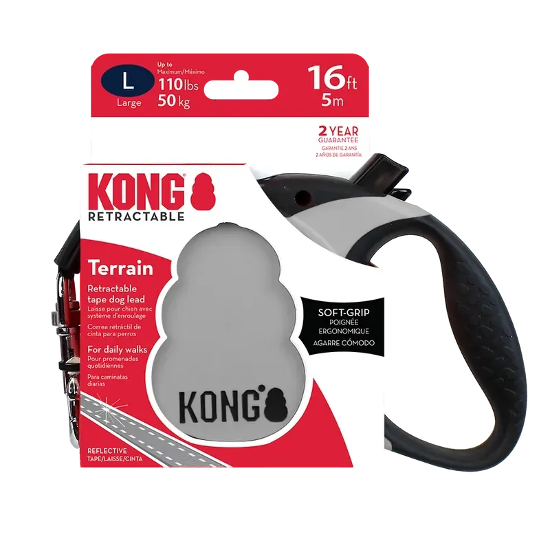 Kong Terrain Retractable Leash Grey Large 