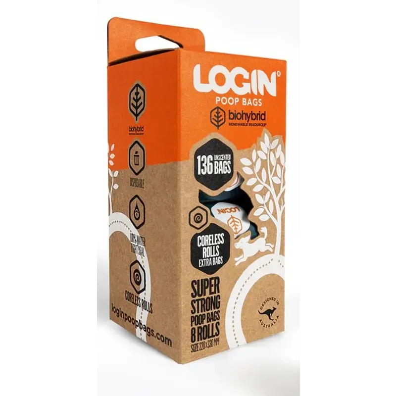 Login Biohybrid Poo Bag 8 Rolls (136 Bags) 
