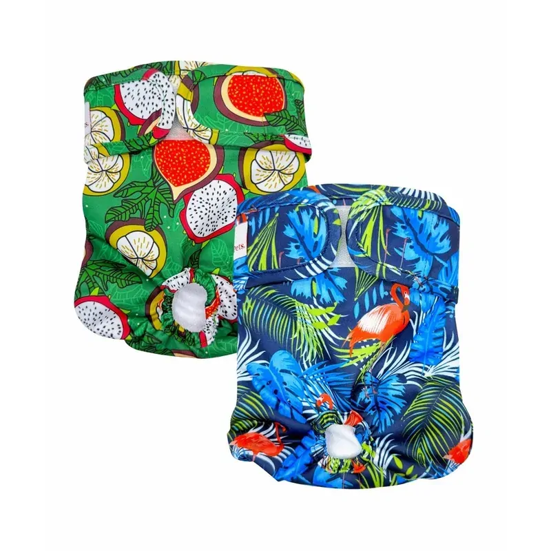 Loving Pets Washable Nappies Blue/Green Xsmall 2Pk 