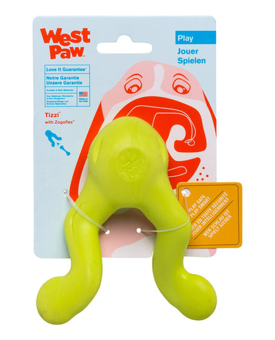West Paw Tizzi Treat & Tug Toy for Tough Dogs - Small - Green West Paw