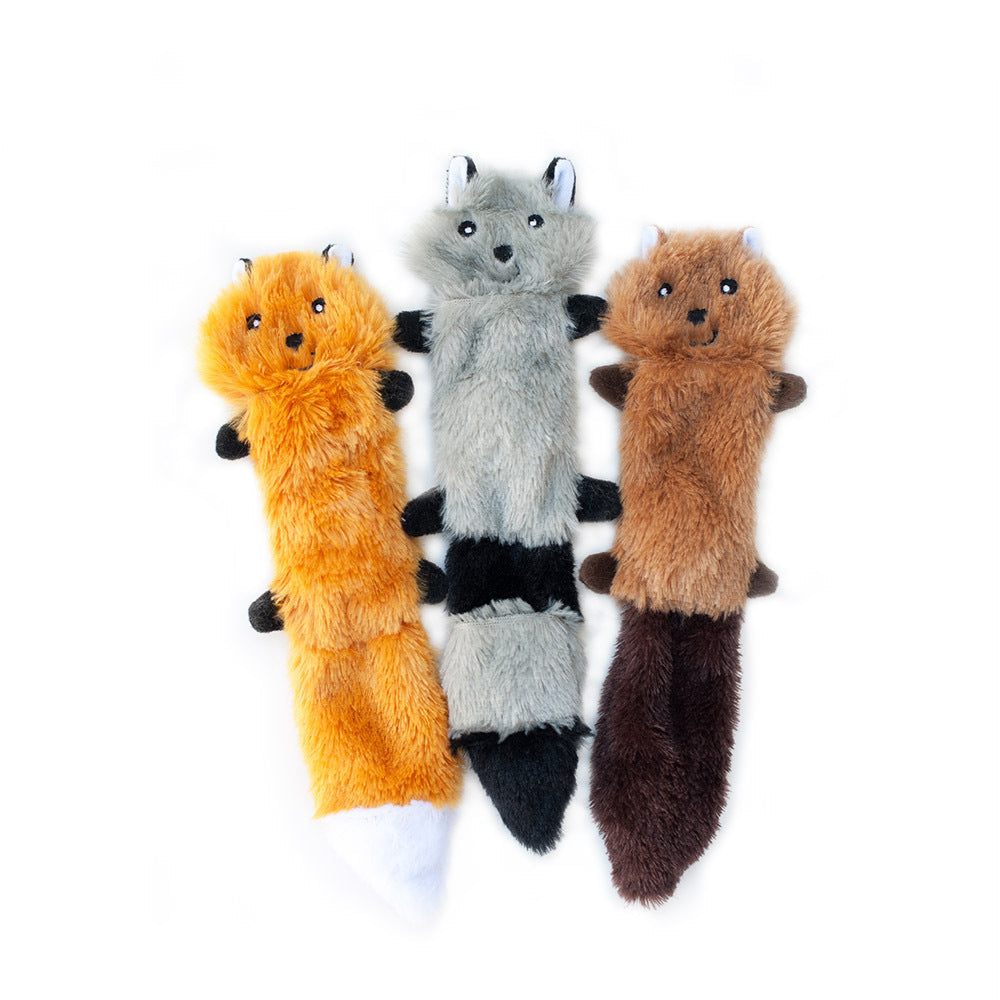 Zippy Paws Skinny Peltz Plush No-Stuffing Dog Toys - 3-pack Small Zippy Paws