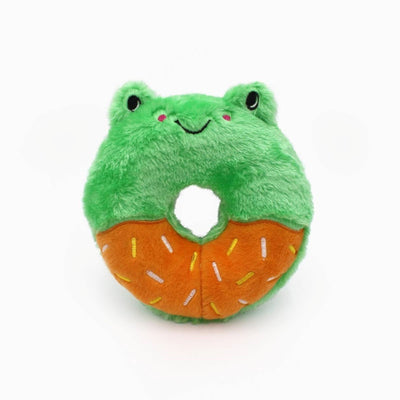 Zippy Paws Donutz Buddy Plush Squeaker Dog Toy - Frog Zippy Paws