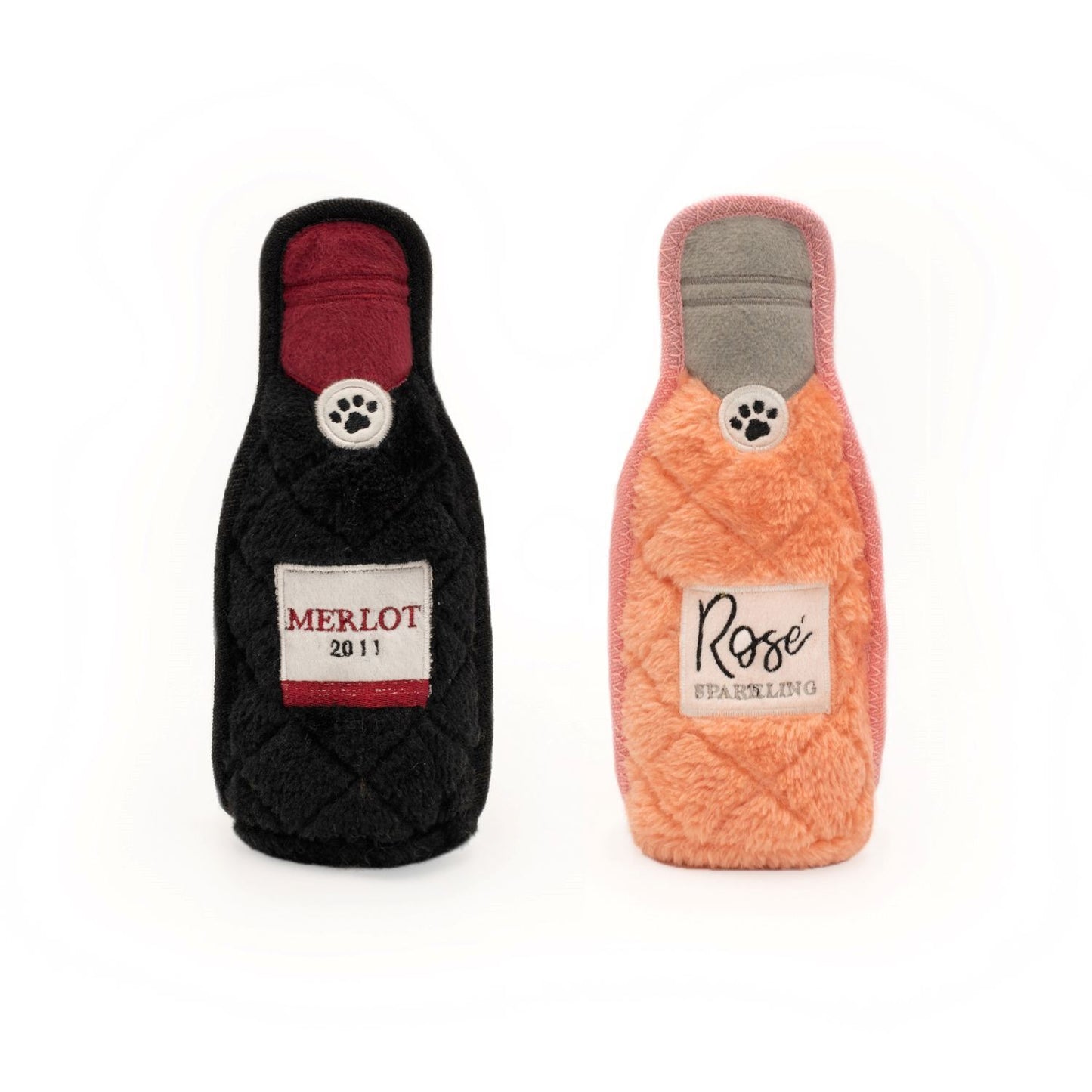 Zippy Paws Z-Stitch Happy Hour Crusherz Squeaker Dog Toy - Merlot & Rose 2-Pack Zippy Paws
