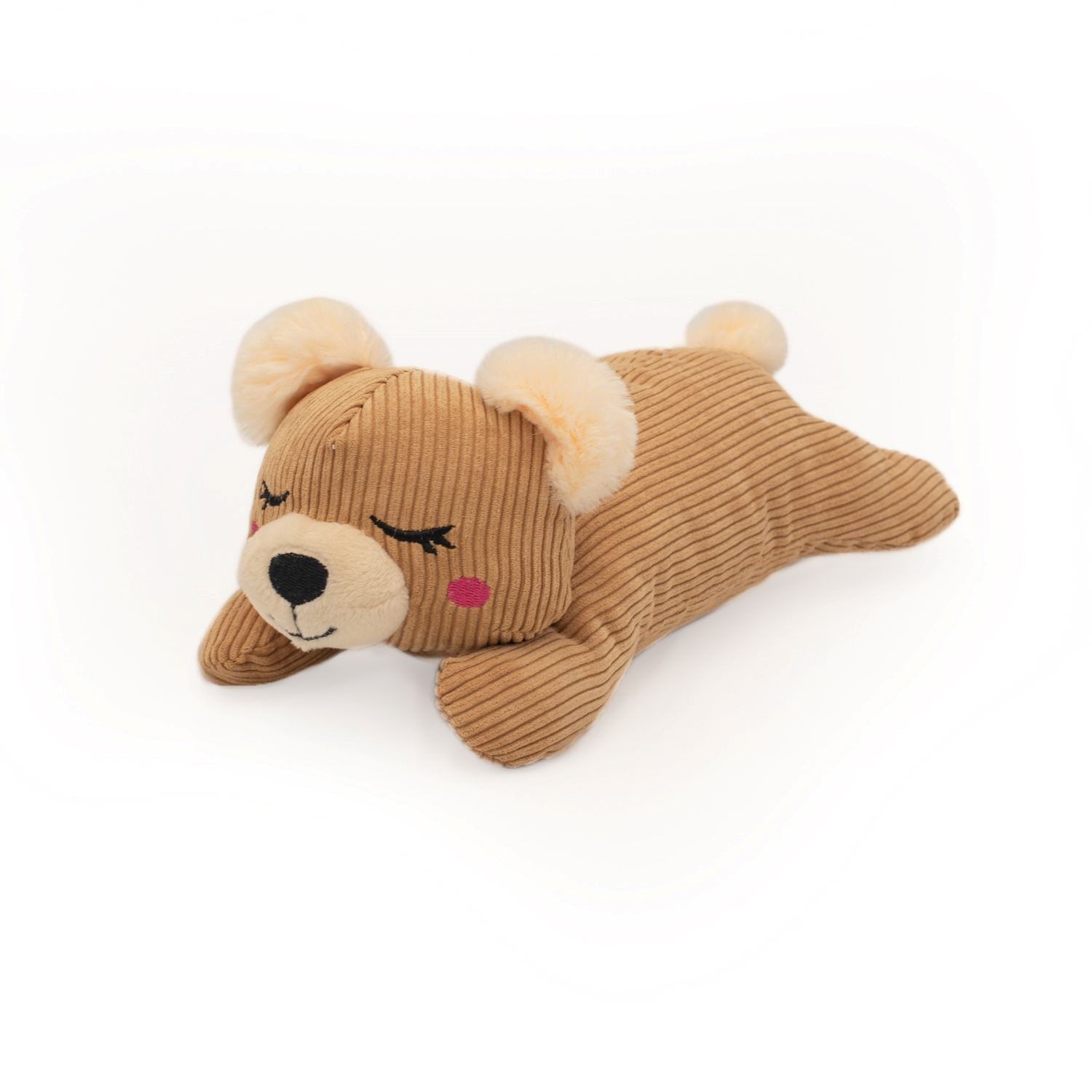 Zippy Paws Snooziez with Silent Shhhqueaker Plush Dog Toy - Bear Zippy Paws