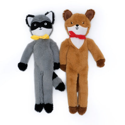 Zippy Paws Fluffy Peltz Plush Squeaker Dog Toy - Raccoon & Chipmunk 2-Pack Zippy Paws