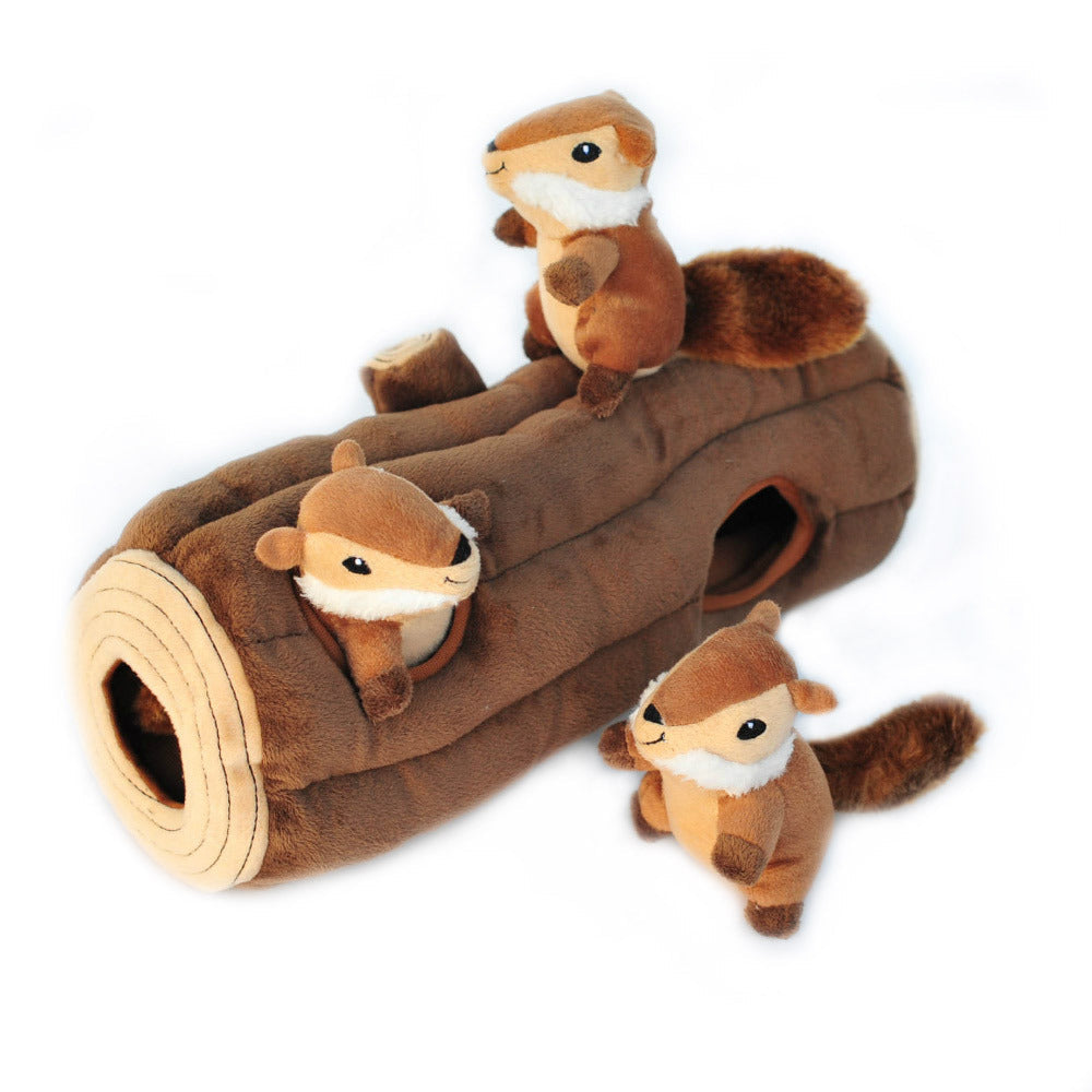 Zippy Paws Interactive Burrow Dog Toy - 3 Chipmunks in a Log Zippy Paws