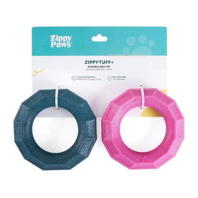 Zippy Paws ZippyTuff+ Dog Toy - Small Ring 2-Pack - Emerald & Magenta Zippy Paws