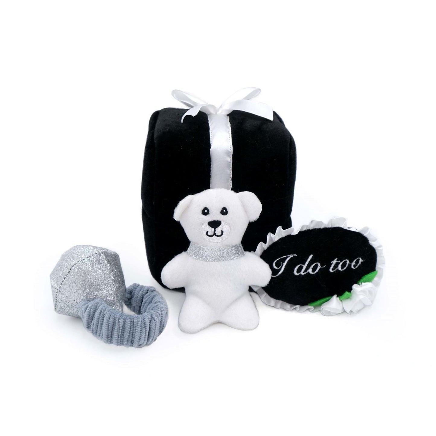 Zippy Paws Zippy Burrow Interactive Squeaker Dog Toy - Wedding Ring Box with 3 toys Zippy Paws