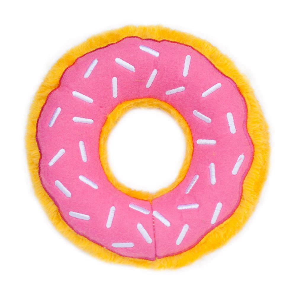 Zippy Paws Donutz Squeaker Dog Toy in a Variety of "Flavours" - Strawberry Zippy Paws