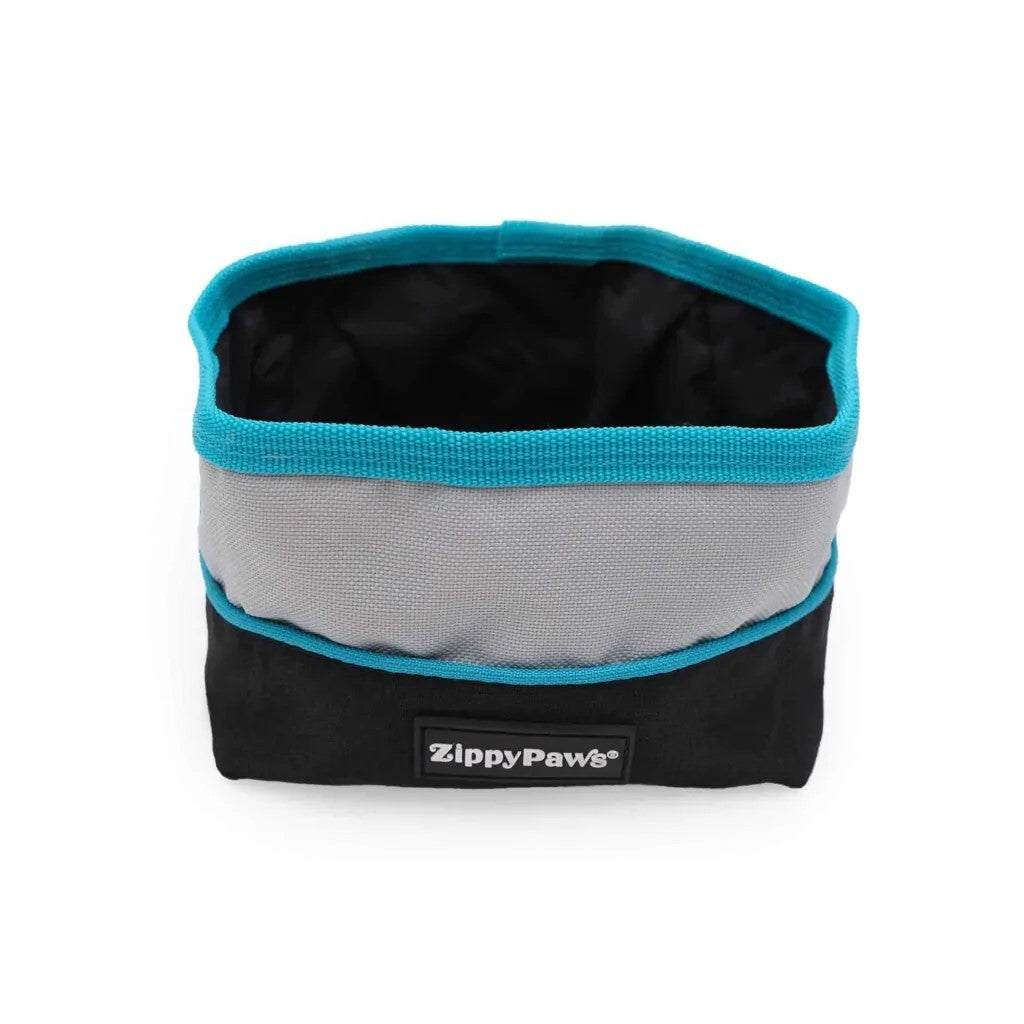 Zippy Paws Adventure Bowl On-the-Go Food & Water Bowl in Teal or Pink Trim PetBull